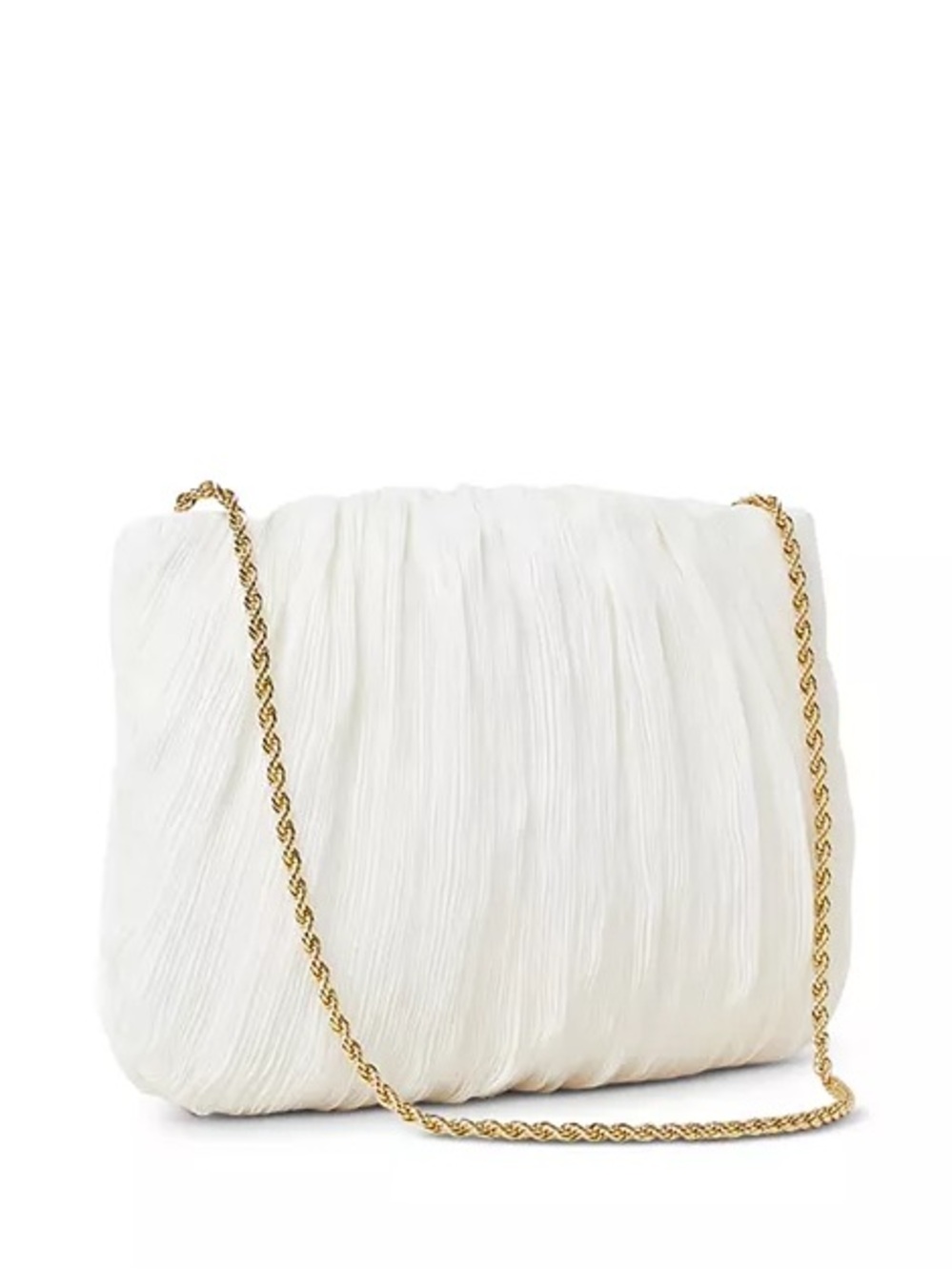 Loeffler Randall Brit Flat Pleated Pouch in Pearl NWT